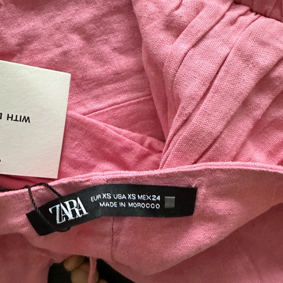 NWT Zara Pink Linen Blend Crop Top Tank Top - Picture 7 of 7